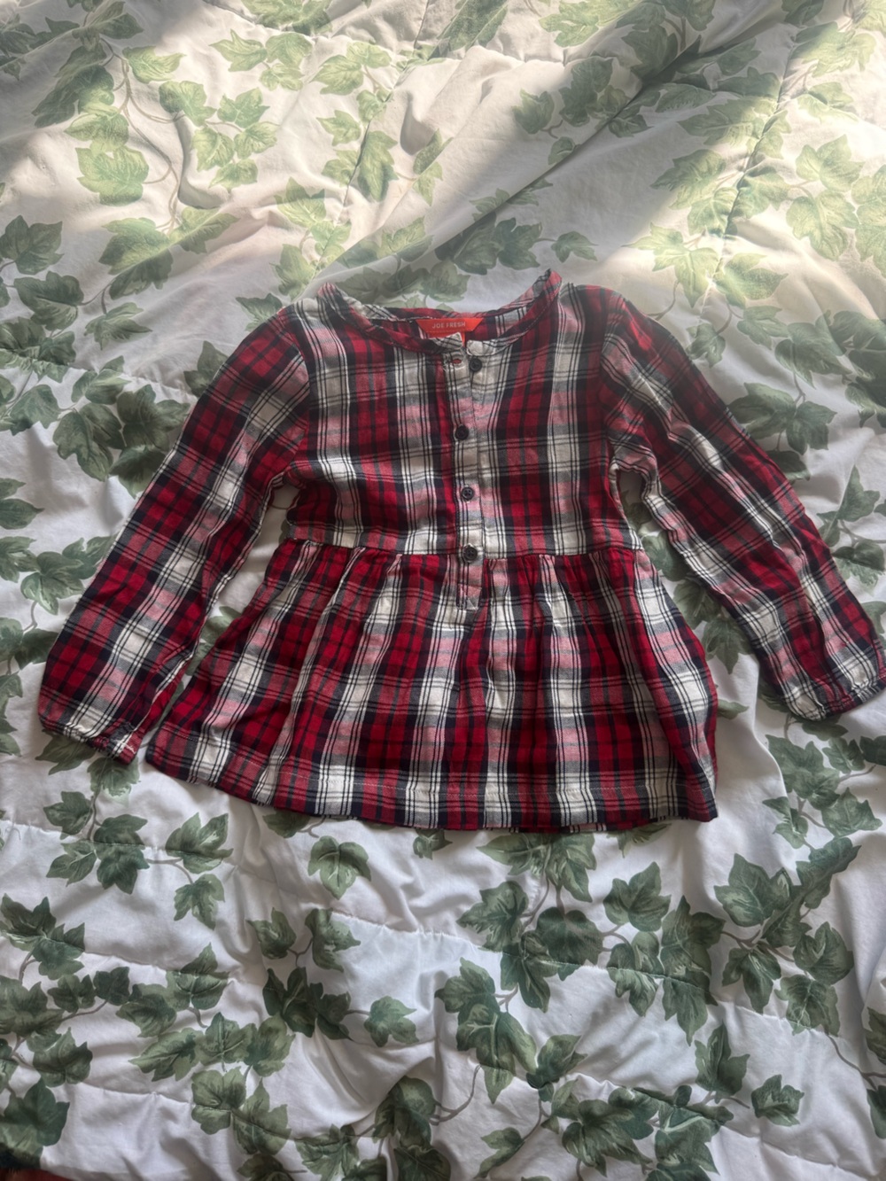 Joe Fresh Red and White Plaid Button-Front Shirt